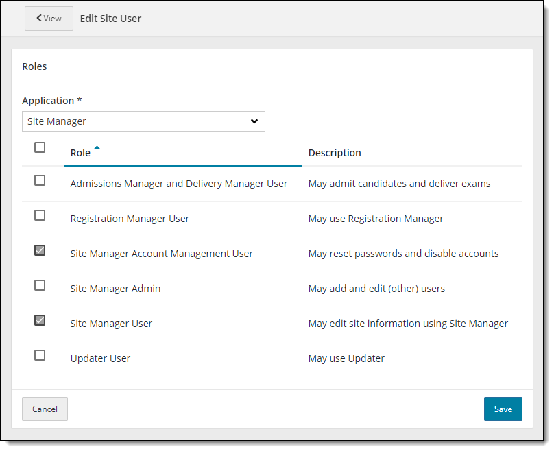 Edit user's roles Select roles to assign to the user.
